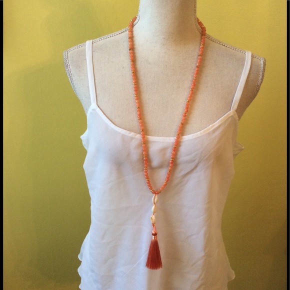 Studio Barse Jewelry - Barse NWT Coral Stone Long Necklace w/Tassel